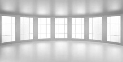 Empty round room, 3d office with large windows vector