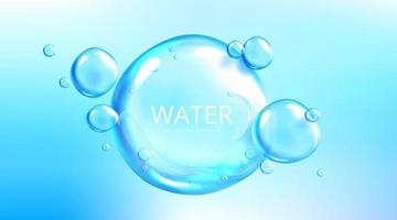 fondo de agua, esferas de burbujas de aire en agua azul vector