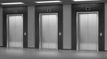 ascensor de acero con puertas cerradas en el pasillo vector