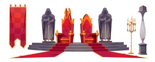Medieval castle interior with gold royal thrones vector