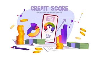 Credit score mobile application with rating scale vector