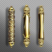 Gold door handles in baroque style, classic knobs vector