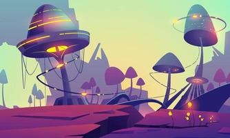 Fantasy landscape with magic glowing mushrooms vector