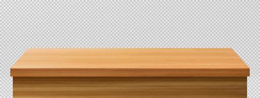 Wood table foreground, vintage tabletop front view vector