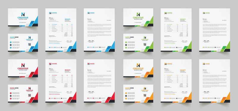Corporate branding identity design includes Business Card, Invoices, Letterhead Designs, and Modern stationery packs with Abstract Templates