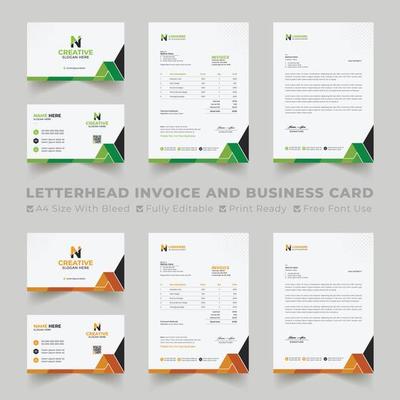 Corporate branding identity design includes Business Card, Invoices, Letterhead Designs, and Modern stationery packs with Abstract Templates