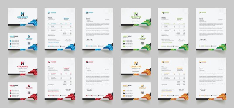 Corporate branding identity design includes Business Card, Invoices, Letterhead Designs, and Modern stationery packs with Abstract Templates