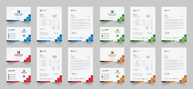 Corporate branding identity design includes Business Card, Invoices, Letterhead Designs, and Modern stationery packs with Abstract Templates