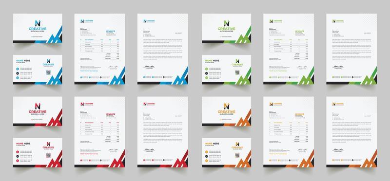 Corporate branding identity design includes Business Card, Invoices, Letterhead Designs, and Modern stationery packs with Abstract Templates
