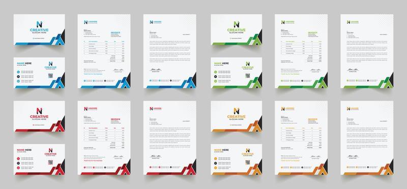 Corporate branding identity design includes Business Card, Invoices, Letterhead Designs, and Modern stationery packs with Abstract Templates
