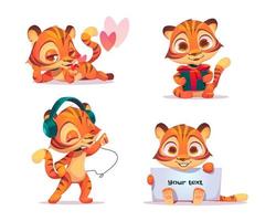 conjunto de vectores de lindo personaje de tigre bebé