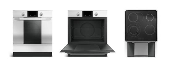 Electric stove, induction cooking panel with oven vector