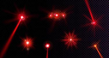 Red flare lights, glow flash beams, lens effect vector