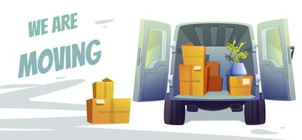 banner de entrega de muebles con camión y cajas vector
