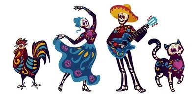 Day of the dead Dia de los muertos characters set vector