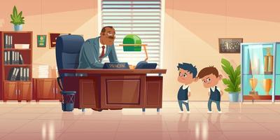 Teacher meeting with kids in principals office vector