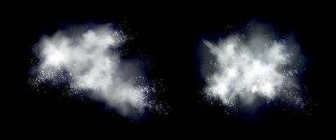 explosión blanca de polvo de nieve o salpicaduras de copos de nieve vector