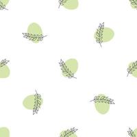 Seamless pattern with leaves and abstract shapes. Abstract Minimalistic Art. Cute kids nursery repeat background. Design in boho style for printing on textile or paper. vector