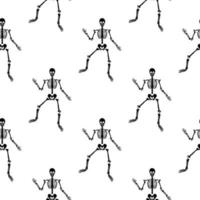 Black skeletons in various poses pattern. Halloween design. Perfect for fall, holidays, fabric, textile. Seamless repeat swatch. vector