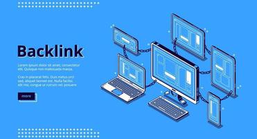 Banner of backlink, chain of hyperlinks vector