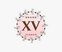 Initial XV feminine logo. Usable for Nature, Salon, Spa, Cosmetic and Beauty Logos. Flat Vector Logo Design Template Element.