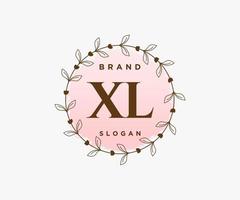 Initial XL feminine logo. Usable for Nature, Salon, Spa, Cosmetic and Beauty Logos. Flat Vector Logo Design Template Element.