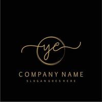 Initial YC handwriting logo with circle hand drawn vector