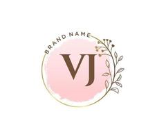 logotipo femenino vj inicial. utilizable para logotipos de naturaleza, salón, spa, cosmética y belleza. elemento de plantilla de diseño de logotipo de vector plano.