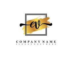 EV Initial handwriting logo concept vector