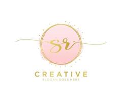 Initial SR feminine logo. Usable for Nature, Salon, Spa, Cosmetic and Beauty Logos. Flat Vector Logo Design Template Element.