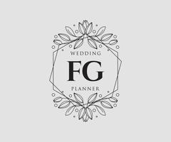 FG Initials letter Wedding monogram logos collection, hand drawn modern minimalistic and floral templates for Invitation cards, Save the Date, elegant identity for restaurant, boutique, cafe in vector