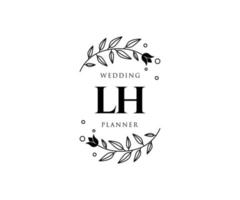 colección de logotipos de monograma de boda con letras iniciales lh, plantillas florales y minimalistas modernas dibujadas a mano para tarjetas de invitación, guardar la fecha, identidad elegante para restaurante, boutique, café en vector