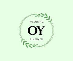 OY Initials letter Wedding monogram logos collection, hand drawn modern minimalistic and floral templates for Invitation cards, Save the Date, elegant identity for restaurant, boutique, cafe in vector