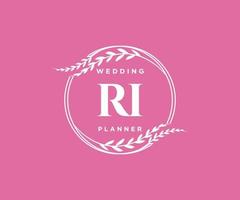 RI Initials letter Wedding monogram logos collection, hand drawn modern minimalistic and floral templates for Invitation cards, Save the Date, elegant identity for restaurant, boutique, cafe in vector