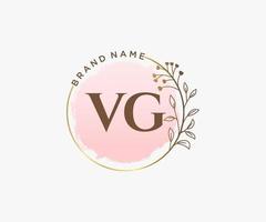 Initial VG feminine logo. Usable for Nature, Salon, Spa, Cosmetic and Beauty Logos. Flat Vector Logo Design Template Element.