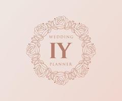 IY Initials letter Wedding monogram logos collection, hand drawn modern minimalistic and floral templates for Invitation cards, Save the Date, elegant identity for restaurant, boutique, cafe in vector