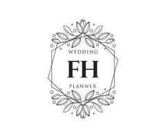 FH Initials letter Wedding monogram logos collection, hand drawn modern minimalistic and floral templates for Invitation cards, Save the Date, elegant identity for restaurant, boutique, cafe in vector
