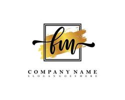 FM Initial handwriting logo concept vector