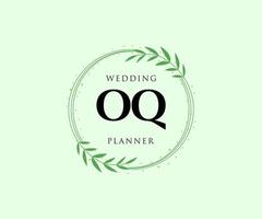 colección de logotipos de monograma de boda con letras iniciales oq, plantillas florales y minimalistas modernas dibujadas a mano para tarjetas de invitación, guardar la fecha, identidad elegante para restaurante, boutique, café en vector