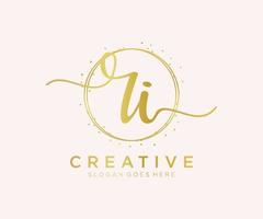 Initial RI feminine logo. Usable for Nature, Salon, Spa, Cosmetic and Beauty Logos. Flat Vector Logo Design Template Element.