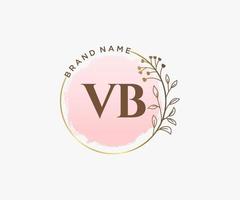 Initial VB feminine logo. Usable for Nature, Salon, Spa, Cosmetic and Beauty Logos. Flat Vector Logo Design Template Element.