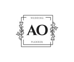 logotipo inicial ao femenino. utilizable para logotipos de naturaleza, salón, spa, cosmética y belleza. elemento de plantilla de diseño de logotipo de vector plano.