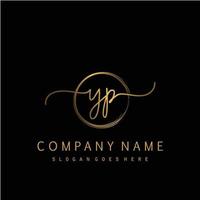 Initial YP handwriting logo with circle hand drawn vector