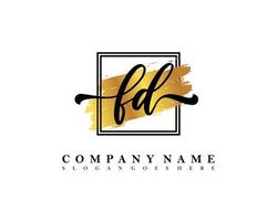 FD Initial handwriting logo concept vector