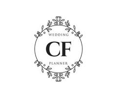 colección de logotipos de monogramas de boda con letras iniciales cf, plantillas florales y minimalistas modernas dibujadas a mano para tarjetas de invitación, guardar la fecha, identidad elegante para restaurante, boutique, café en vector