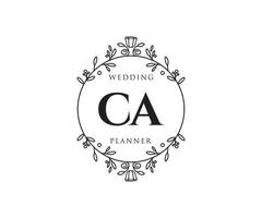 colección de logotipos de monograma de boda con letras iniciales ca, plantillas florales y minimalistas modernas dibujadas a mano para tarjetas de invitación, guardar la fecha, identidad elegante para restaurante, boutique, café en vector