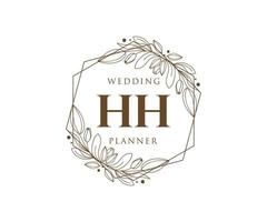 HH Initials letter Wedding monogram logos collection, hand drawn modern minimalistic and floral templates for Invitation cards, Save the Date, elegant identity for restaurant, boutique, cafe in vector