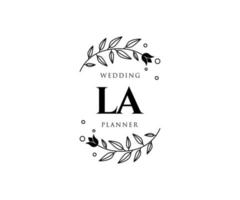 LA Initials letter Wedding monogram logos collection, hand drawn modern minimalistic and floral templates for Invitation cards, Save the Date, elegant identity for restaurant, boutique, cafe in vector