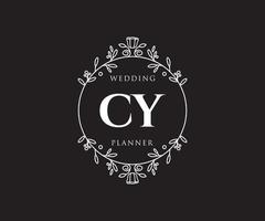 CY Initials letter Wedding monogram logos collection, hand drawn modern minimalistic and floral templates for Invitation cards, Save the Date, elegant identity for restaurant, boutique, cafe in vector