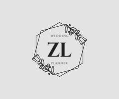 logotipo femenino inicial zl. utilizable para logotipos de naturaleza, salón, spa, cosmética y belleza. elemento de plantilla de diseño de logotipo de vector plano.